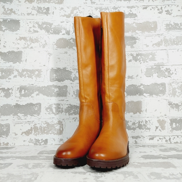 NEW Nordstrom Oliver Brown Leather Slip On Block Heel Riding Boots D211 - Picture 2 of 11